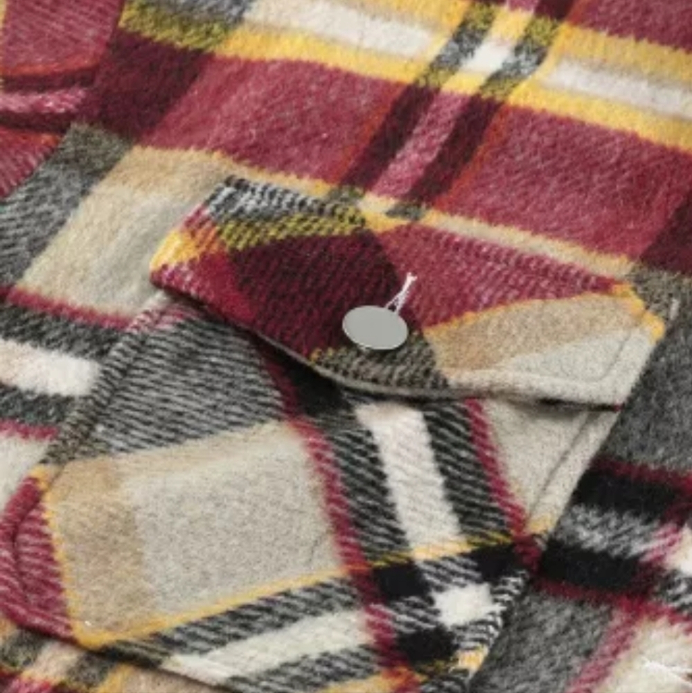 New Geometric Plaid pocketed shacket - Picture 9 of 17